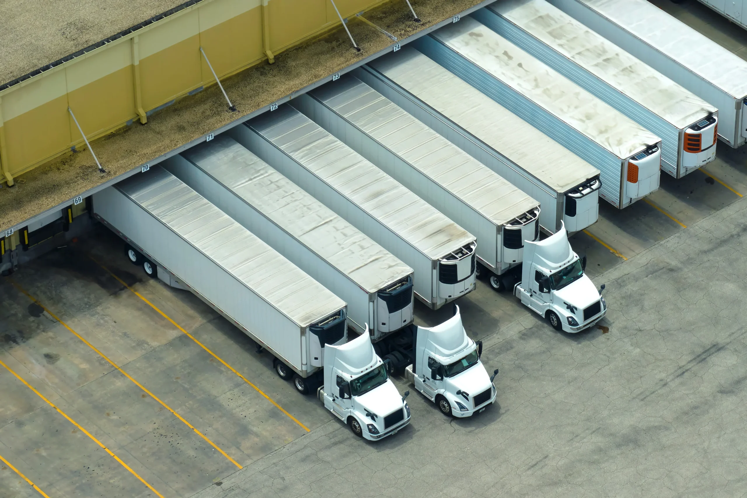 Multiple trucks distribution center logistics fleet